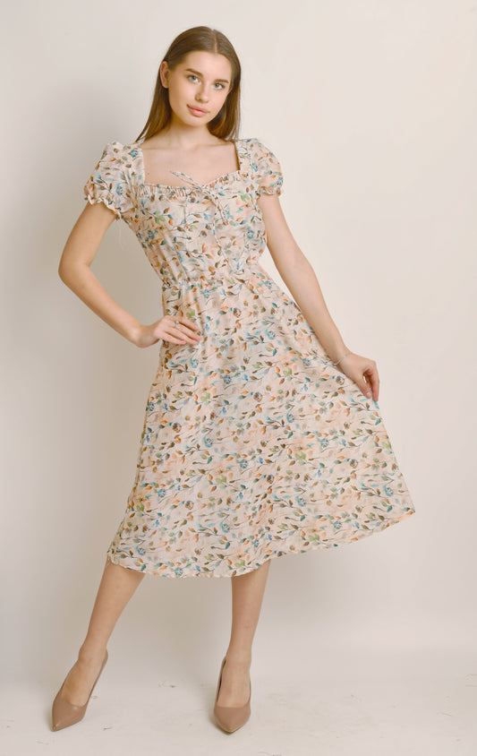 Style Printed Square Neck Summer Dress