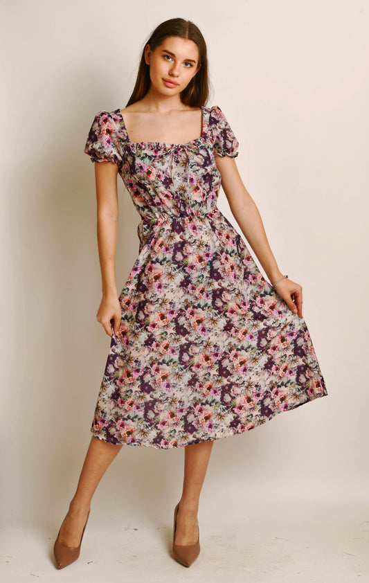 Cotton Fit and Flare Knee-Length Dress