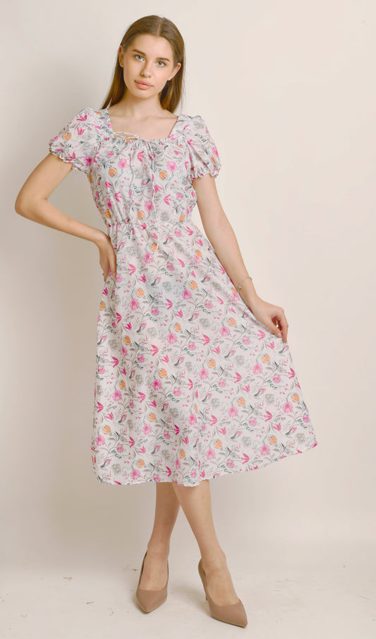 Printed Summer Dress Knee Length