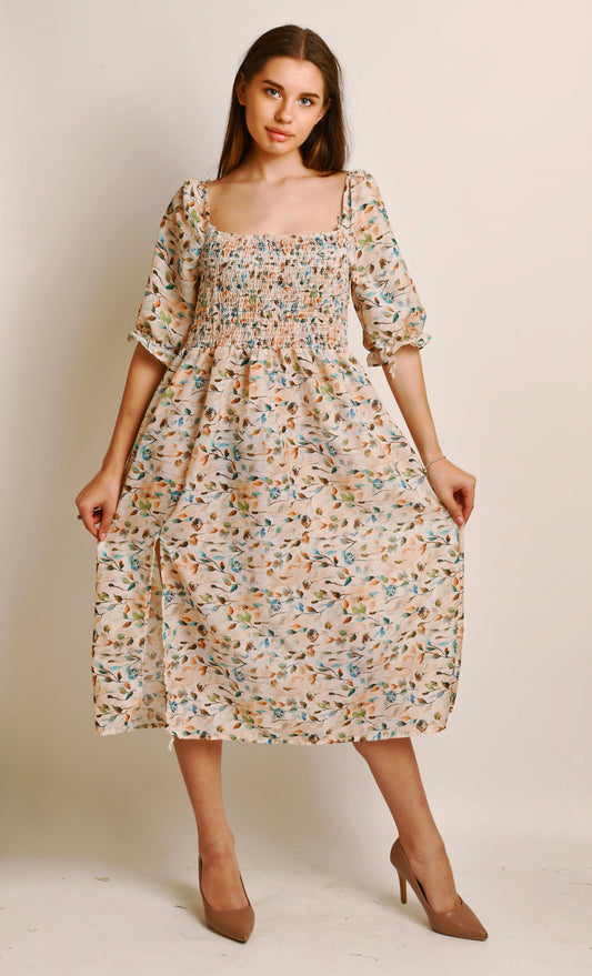 Printed Summer Dress Knee Length