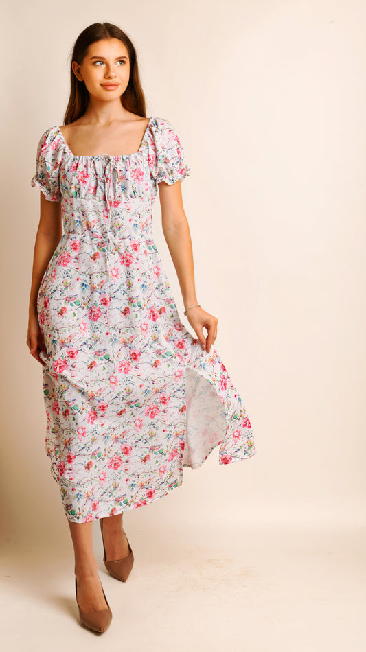 Floral Print Fit and Flare Dress