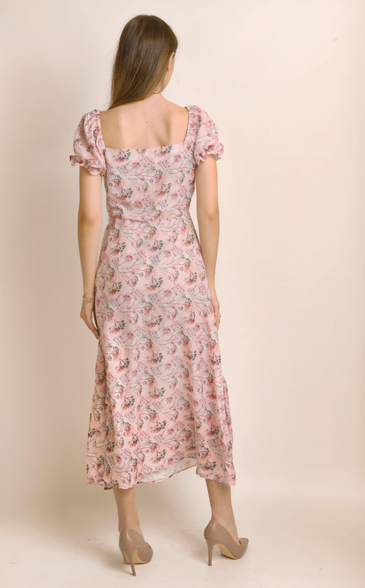 Floral Print FrontTie Spring Dress