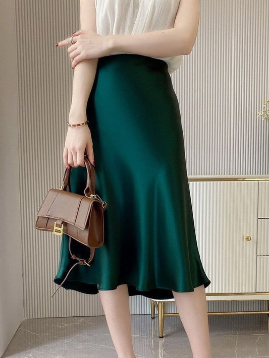 Mid Length Satin Skirt