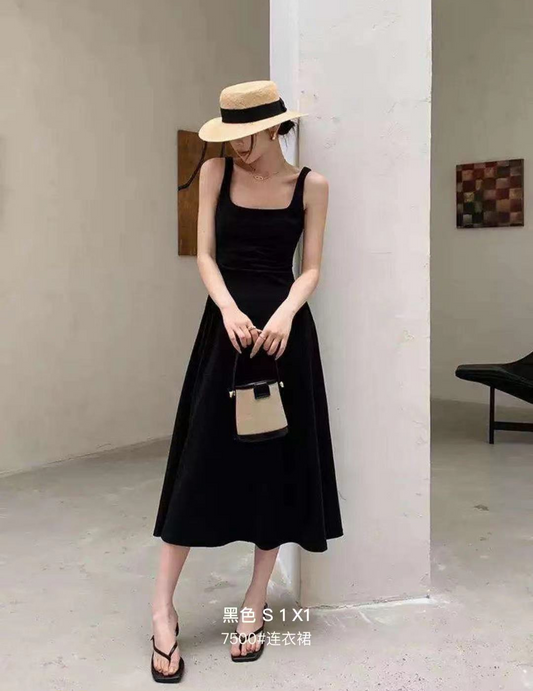 Polyester-Solid Pleated Dress