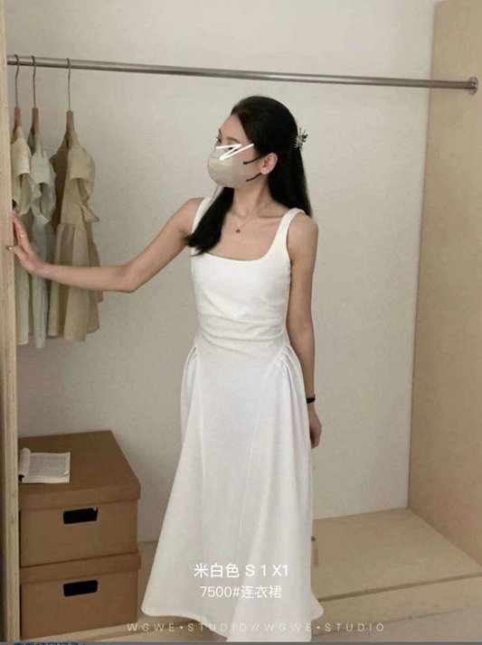 Polyester-Solid Pleated Dress