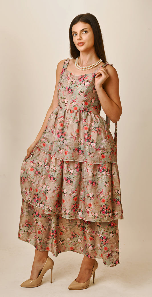 Floral Print Square Neck Dress