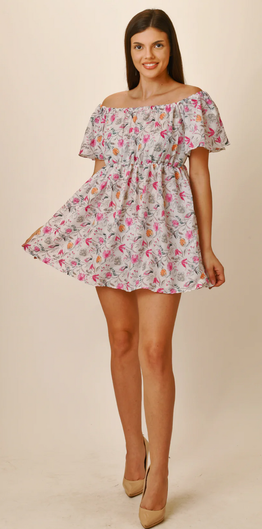 White Mini Rose Party Dress