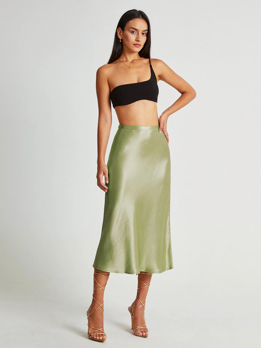 Mid Length Satin Skirt